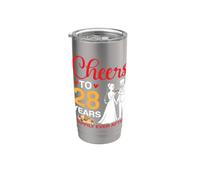 Saludos a 28 Años felices para siempre después del matrimonio del 28 aniversario Vaso térmico de acero inoxidable de doble pared