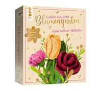 Saludos del jardín de Flores. Crochet DIY: Instrucciones, Hilo acrílico, Ganchillo, Alambre de Flores, Alambre de Tallo, Etiquetas