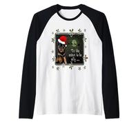 Saludos navideños de The Season To Be Jolly Cute Pup Camiseta Manga Raglan