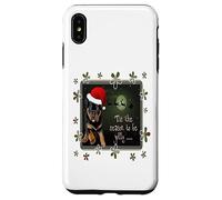 Saludos navideños de The Season To Be Jolly Cute Pup Carcasa para iPhone XS MAX