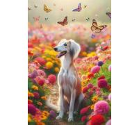 Saluki in a field of colorful flowers Notebook - Large 6 x 9 inches - 127 Pages