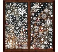 SALUOKE 254 Pcs Pegatinas Navideñas para Ventanas Copos de Nieve, PVC Pegatina Estáticas Copo de Nieve, Pegatina Navideña Reutilizable para Ventanas, Decoración Interior Pegatinas Navideñas