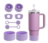 SALUOKE Juego de 8 Accesorios para Stanley Cup, Contiene Tapas para Pajitas, Tapones de Silicona a Prueba de Fugas, Botas de silicona para Stanley Cup 2.0 1,2l/850ml, Taza no Incluida (Morado)