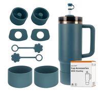 SALUOKE Juego de 8 Accesorios para Stanley Cup,Contiene Tapas para Pajitas,Tapones de Silicona a Prueba de Fugas,Botas de silicona para Stanley Cup 2.0 1,2 l/850 ml,Taza no Incluida (Blue Spruce)
