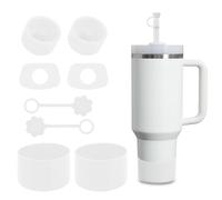 SALUOKE Juego de 8 Accesorios para Stanley Cup, Taza no Incluida | Contiene Tapa para Pajita,Tapón de Silicona a Prueba de Fugas,Botas de silicona para Stanley Cup 2.0 1,2l/850ml(Transparente)