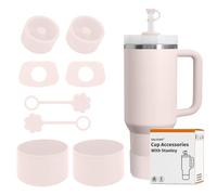 SALUOKE Juego de 8 Accesorios para Stanley Cup, Taza no Incluida | Contiene Tapa para Pajita,Tapón de Silicona a Prueba de Fugas,Botas de silicona para Stanley Cup 2.0 1,2l/850ml (Rose Quartz)