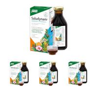 Salus - Saludynam Complemento Alimenticio - 250 ml - Contribuye al Mantenimiento de Huesos y Dientes - Contiene Calcio, Magnesio, Zinc, Vitamina D, Extractos Herbales y Zumos de Frutas (Paquete de 4)