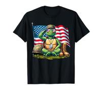 Salute Turtle American USA Flag Memorial Day 4 de julio Camiseta