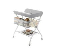 Salutmeuble Cambiador plegable con cesta de almacenamiento lateral, estructura de hierro, carga máxima de 25 kg, para recién nacidos, diseño ergonómico, cambiador plegable y portátil, 60 x 80 x 103 cm