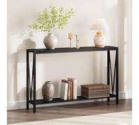 Salutmeuble Table Console Industrial Estrecha de 2 niveles con almacenamiento, diseño en V, 110 x 76 x 25 cm para sofá, entrada, pasillo, sala de estar (Negro)