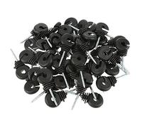 SALUTUYA 50 piezas/juego de aisladores de anillo de tornillo negro, accesorios de aislador de cerca eléctrica, aislante, para poste de madera