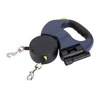 SALUTUYA Correa de Perro retráctil, Correa de Doble Cabeza para Caminar para Mascotas de Alta Resistencia, sin enredos, Freno de una Mano, para Perros o Gatos Small/Medium/Large(Dark Gray)