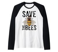 Salva a las abejas, Salva el mundo, Día de la Tierra, Medio ambiente Camiseta Manga Raglan