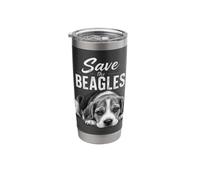 Salva a los Beagles Rescue Perro Adopción Conciencia Beagle Lover Vaso térmico de acero inoxidable de doble pared