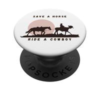 Salva a un Caballo, Monta un Vaquero La última declaración Occidental PopSockets PopGrip Adhesivo