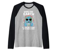 Salva la Tierra el único planeta con videojuegos Camiseta Manga Raglan