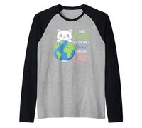 Salva la Tierra: el único planeta tiene un gato: divertido Día de la Tierra Camiseta Manga Raglan