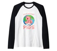 Salva la Tierra Es El Único Planeta con Cerdos Camiseta Manga Raglan
