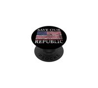Salva Nuestra república Bandera de Estados Unidos Orgullo Americano PopSockets PopGrip Adhesivo