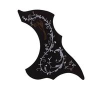 Salva Púas Pickguard Para Guitarra Acústica Golpeador Para Guitarra Folk Con Patrón De Flores Y Pájaros De 40/41 Pulgadas Antirayaduras Y Rasgueo(Black)