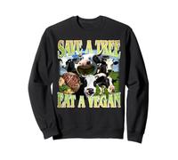 Salva un árbol Come una Vaca Vegana Divertida Broma Vegana Sudadera