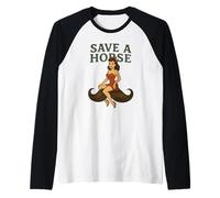 Salva un Caballo, Monta un Bigote - Funny Western Cowgirl Pin-Up Camiseta Manga Raglan