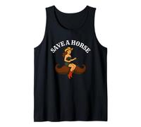 Salva un caballo, monta un bigote - Funny Western Cowgirl Pin-Up Camiseta sin Mangas