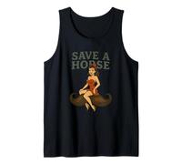 Salva un caballo, monta un bigote - Funny Western Cowgirl Pin-Up Camiseta sin Mangas