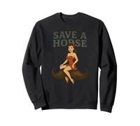 Salva un caballo, monta un bigote - Funny Western Cowgirl Pin-Up Sudadera