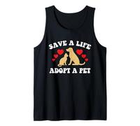 Salva una Vida Adopta una Mascota Perro Gato Adopción Animal Rescue Camiseta sin Mangas