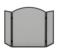 Salvachispas para Chimenea de 3 Paneles Protector de Chimenea Plegable Pantalla de Chimenea con Estructura de Acero 96x62 cm Negro