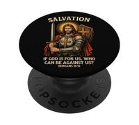Salvación Guerrero Cristiano Jesús Romanos 8:31 Versículo de la Biblia PopSockets PopGrip Adhesivo