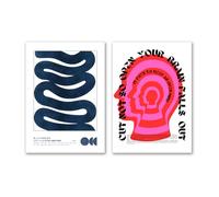 SALVADERO Set 2 Pósters A3 Snake & Open Your Brain - Posters Art Graphique Minimaliste | Arte Mural 250g/m² Mate Sin marco