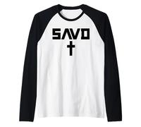 Salvado Cruz Biblia Cristiano Creer Fe Jesús Savd Camiseta Manga Raglan