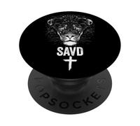 Salvado Cruz del León Biblia Fe Cristiana Jesús Savd PopSockets PopGrip Adhesivo