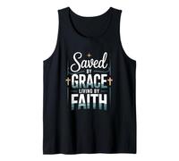 Salvado por Grace Living de Faith Christian Streetwear Camiseta sin Mangas