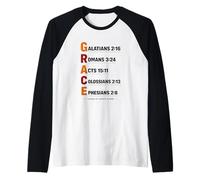 Salvado por la Gracia Solo Fe Estética Elegante Gracia Cristiana Camiseta Manga Raglan