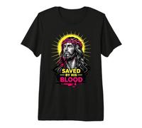 Salvado por Su Sangre Jesucristo Corona De Espinas Cristiano Camiseta Premium