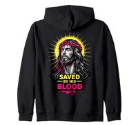Salvado por Su Sangre Jesucristo Corona De Espinas Cristiano Sudadera con Capucha