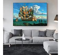 Salvador Dali Barco con Mariposa Insecto Impresión HD Pintura sin marco Impresiones Cuadro artístico de pared para sala de estar Decoración del hogar 21x30cm/8x12in Sin marco