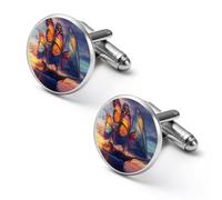 Salvador-Dali - Gemelos de moda para hombre, diseño de barco con mariposas, 2.0cm, Metal, No es una piedra preciosa