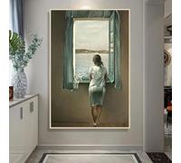 Salvador Dali Mujer en la ventana carteles e impresiones lienzo de mujer imágenes artísticas de pared para decoración de sala de estar pintura de figura 70x120cm sin marco