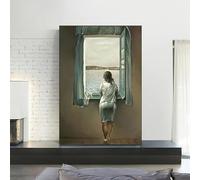 Salvador Dalí: Mujer en la ventana, lienzo, pinturas, carteles e impresiones, arte de pared, imágenes para decoración de sala de estar (70x110 cm/marco interior)