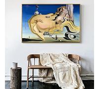 Salvador Dalí Rostro del Gran Masturbador Pintura en Lienzo Imprimir Cuadros de Arte de Pared para Sala de Estar con Marco Dorado 70x11 0cm/28x43in Marco Dorado