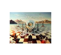 Salvador Dali Surrealismo Máscara de ajedrez en el mar Arte enmarcado Pinturas en lienzo Carteles abstractos e impresiones Cuadros de pared 80x110cm (32x43in) Con marco