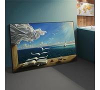 Salvador Dali The Waves Book Velero Pinturas sobre lienzo Impresiones Lienzo Arte de la pared Imágenes Cuadros de pared para el hogar 80x110cm/31x43 in Con Marco Negro
