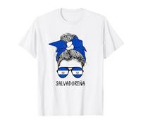 Salvadoreña Girl Salvadoran Heritage Salvador Flag Camiseta