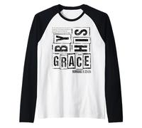 Salvados por Gracia Romanos 3 23 24 Verso bíblico Cristiano Fe Camiseta Manga Raglan