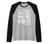 Salvados por Gracia Romanos 3 23 24 Verso bíblico Cristiano Fe Camiseta Manga Raglan