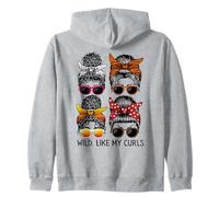Salvaje como mis rizos I Love My Curls, Moño desordenado Mamá Chica Mujer Sudadera con Capucha